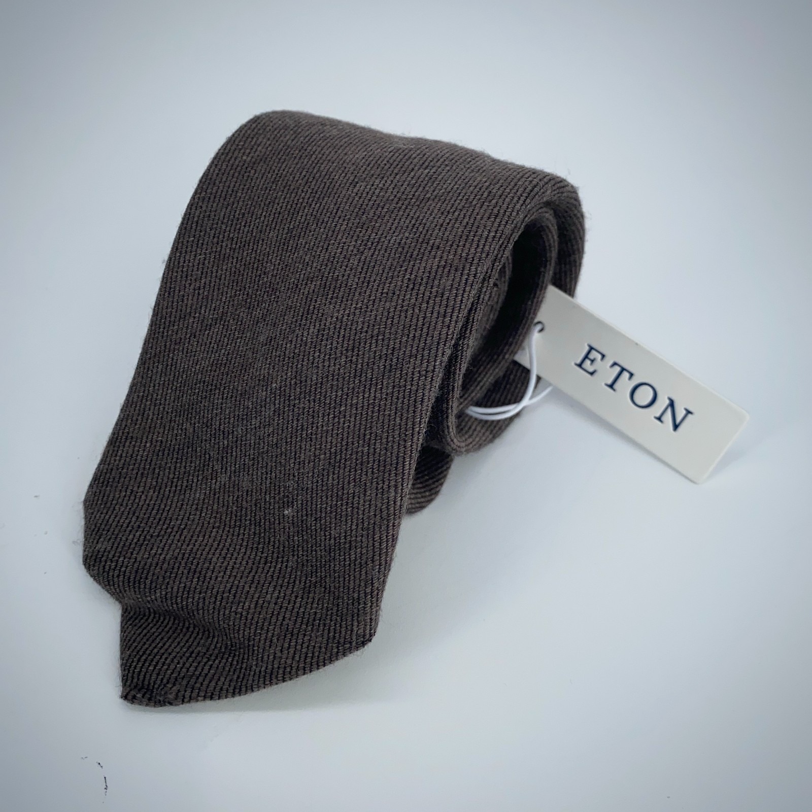 Eton Tie Men One Size Brown Wool Classic Fit Professional Necktie Italy Made Nwt